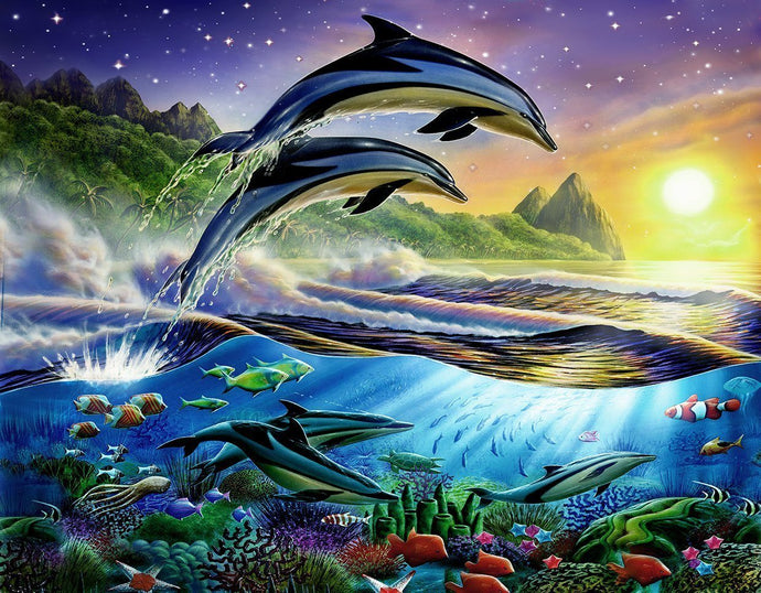 atlantic dolphins diamond painting, atlantic dolphins diamond art by Create Love Share Australia